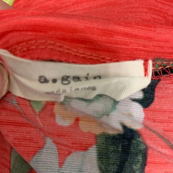 A. Gain Medium Orange Floral Stretch Blouse - Picture 5 of 5